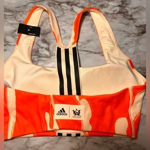 Adidas sports bra, orange and beige